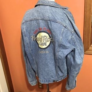 HARD ROCK CAFE Denim Jean Trucker Jacket ~ LONDON  “Save The Planet” RARE! VTG!
